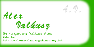 alex valkusz business card